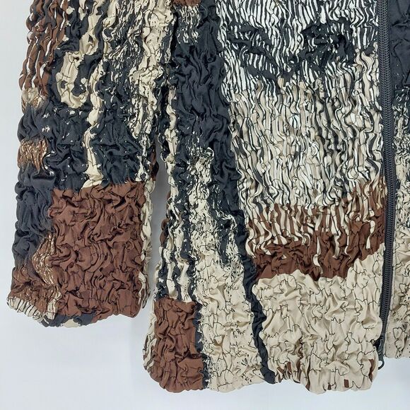 Vintage Joseph Ribkoff Jacket Womens Sz 12 Black Scrunch Textured Designer Chic - Picture 4 of 11